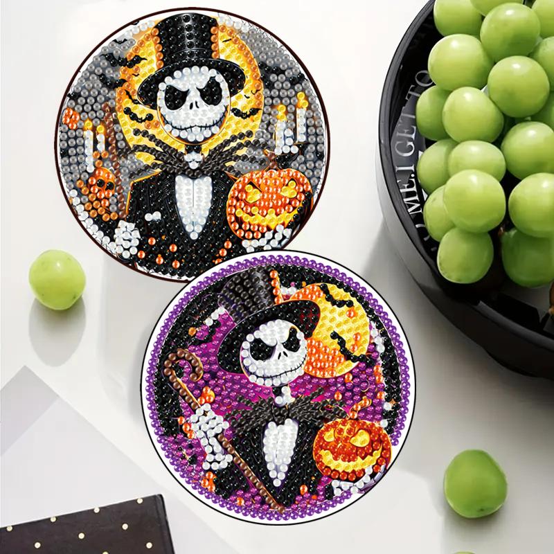 8 Pieces/set Disneys The Nightmare Before Christmas Series Diamond Painted Coasters DIY Diamond Art Coasters 5D Full Diamond Diamond Coasters