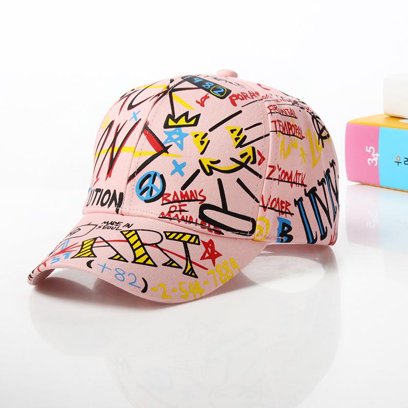 Fashion cotton Graffiti boy girl Baseball caps Children Printed snapback hat Kids Popular hip hop hat Cap hot sell