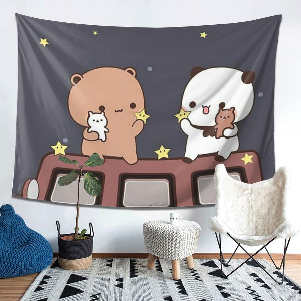 Peach And Goma Bubu Dudu Balloon Tapestry Wall Hanging Aesthetic Home Decor Tapestries for Living Room Bedroom
