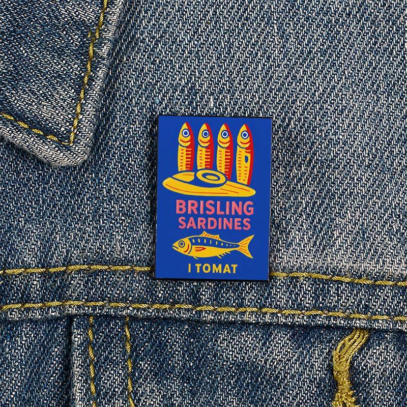 Sardine Can Art Enamel Pin Creative Cartoon Fish Brooch Cute Lapel Badge for Backpack Jacket Hat DIY Accessory