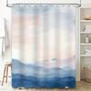 Modern Home Decor Shower Curtain SetSoft Gradient Floral Design in Blue and Pink Water Resistant Fabric 72 x 72 Inches for Bathr