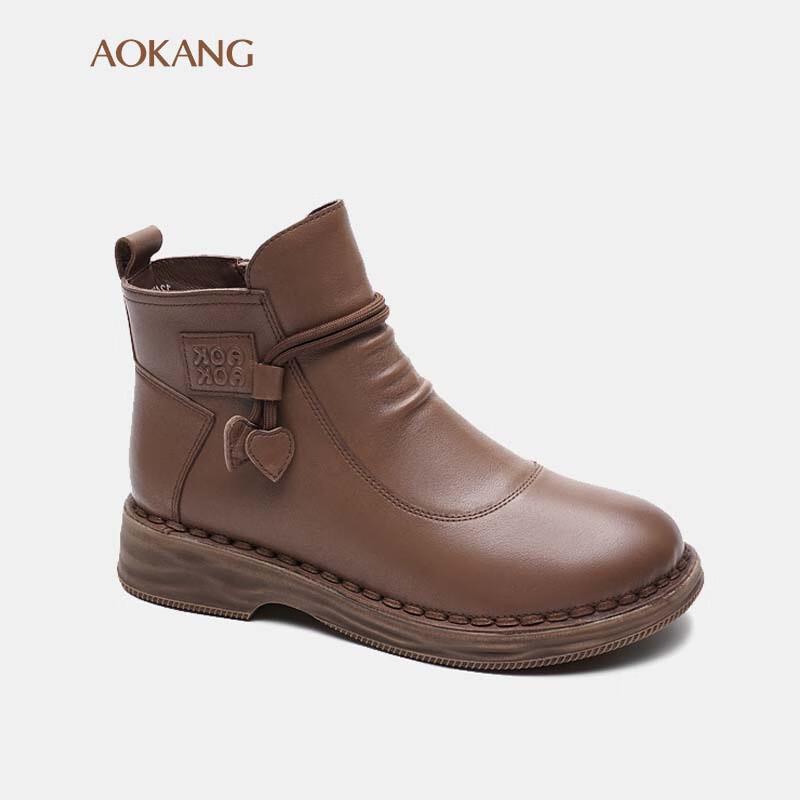 Aokang Women s Retro Commuter Plush Lined Ankle Boots EU 36