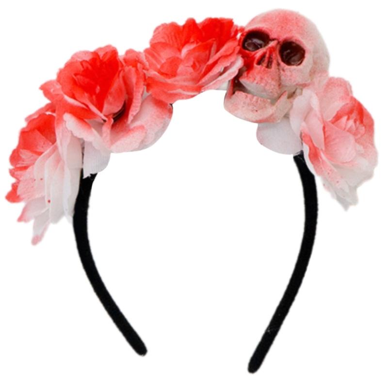 Halloween Totenkopf Blumige Stirnbänder Mit Plastik Kostüm Haaraccessoires Für Kostümpartys Und Gruselige Veranstaltungen