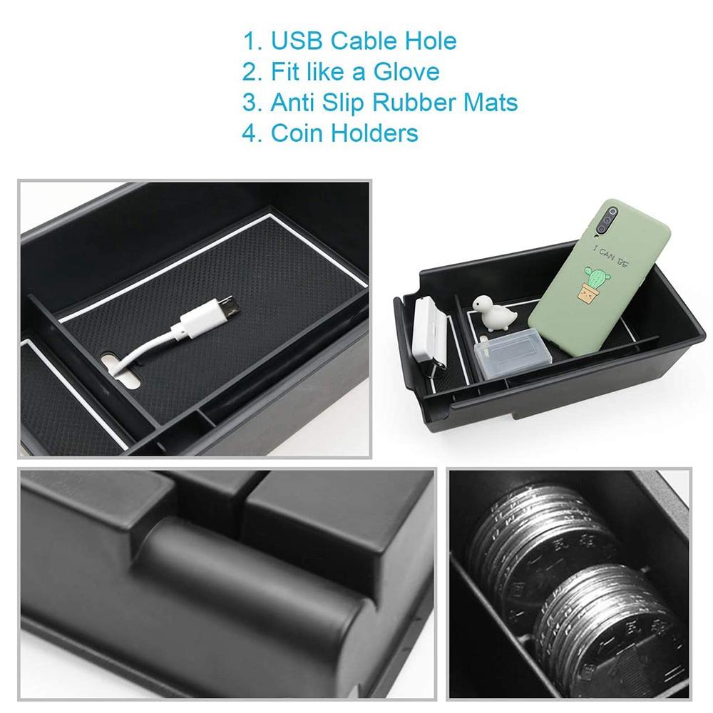 Center Console Organizer Tray Armrest Tray Secondary Storage ert Tray For Sonata DN8   Black+White Blackwhite