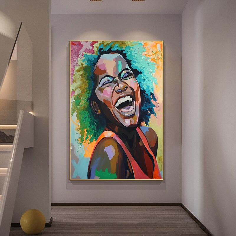African Woman Abstract Art Canvas Paintings Africane Girl Africa Art Posters and Prints Wall Art Pictures for Living Room Decor