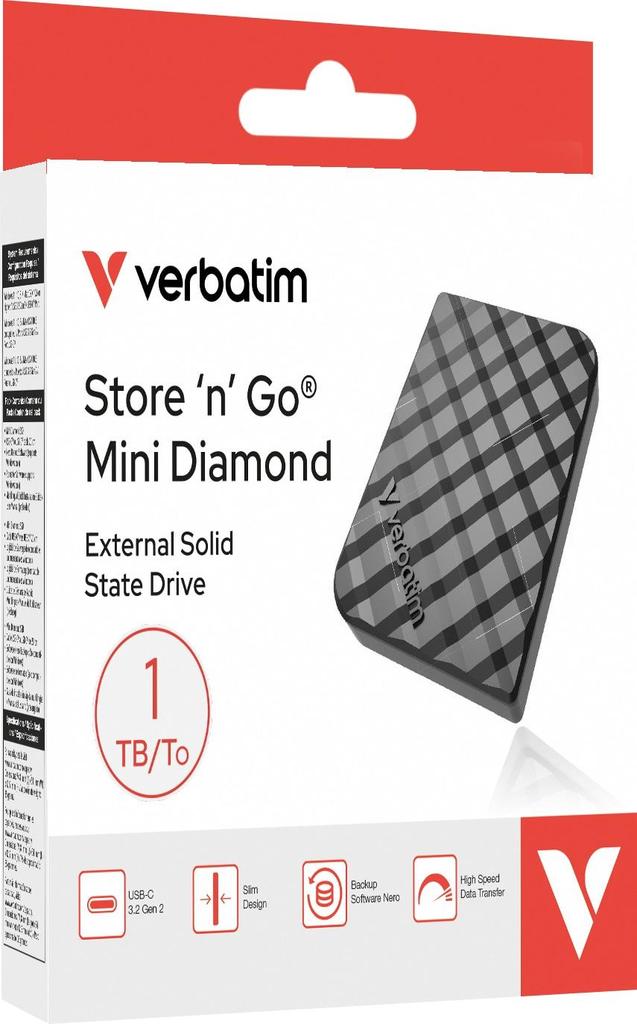 Verbatim store'n go mini diamond external solid state drive 1TB Black