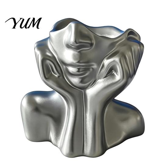Office Supplies Organizer Abstract Face Vase, Artistic Female Pen Holder, Makeup Brush Holder Modern Decorative Vase Centerpiece for Living Room Table