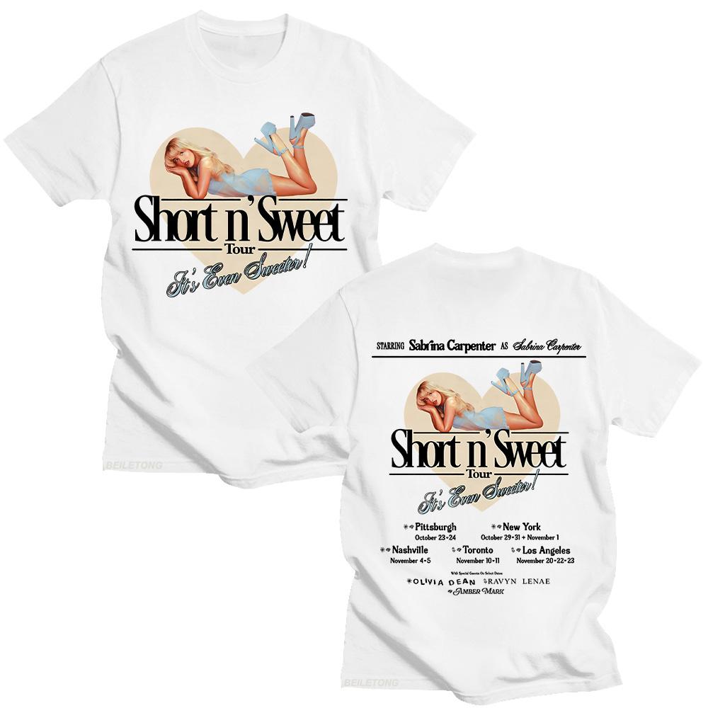 Sabrina Carpenter Shot N' Weet Tour 2025 T-shirt Adorable Sweet Women Top Unisex Fashion Print Aesthetic Tshirt Soft Cotton Tees