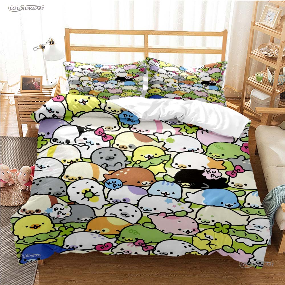 Cute Cartoon M-MAMEGOMA All Season Duvet Cover Kawaii Bedding Set Soft Quilt Cover and Pillowcases Teen Single/Double/Queen/King