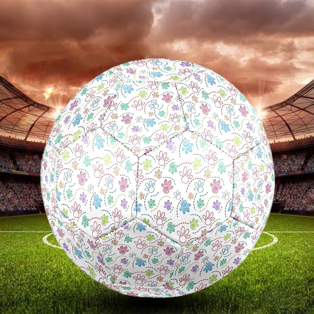 1PC Colorful Paw Prints Soccer Ball Size 5 Football Machine Sewn Indoor/Outdoor Universal Football A71