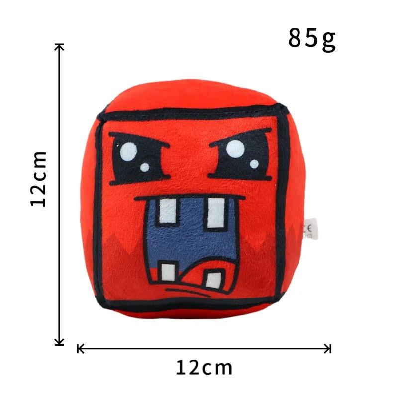 Juguetes de Peluche Cubo Geometry Dash Almohada Pequeña Muñeco de Peluche Relleno Colgante Cuadrado Juego Lindo Decoración para el Hogar Regalo de Cumpleaños para Niños