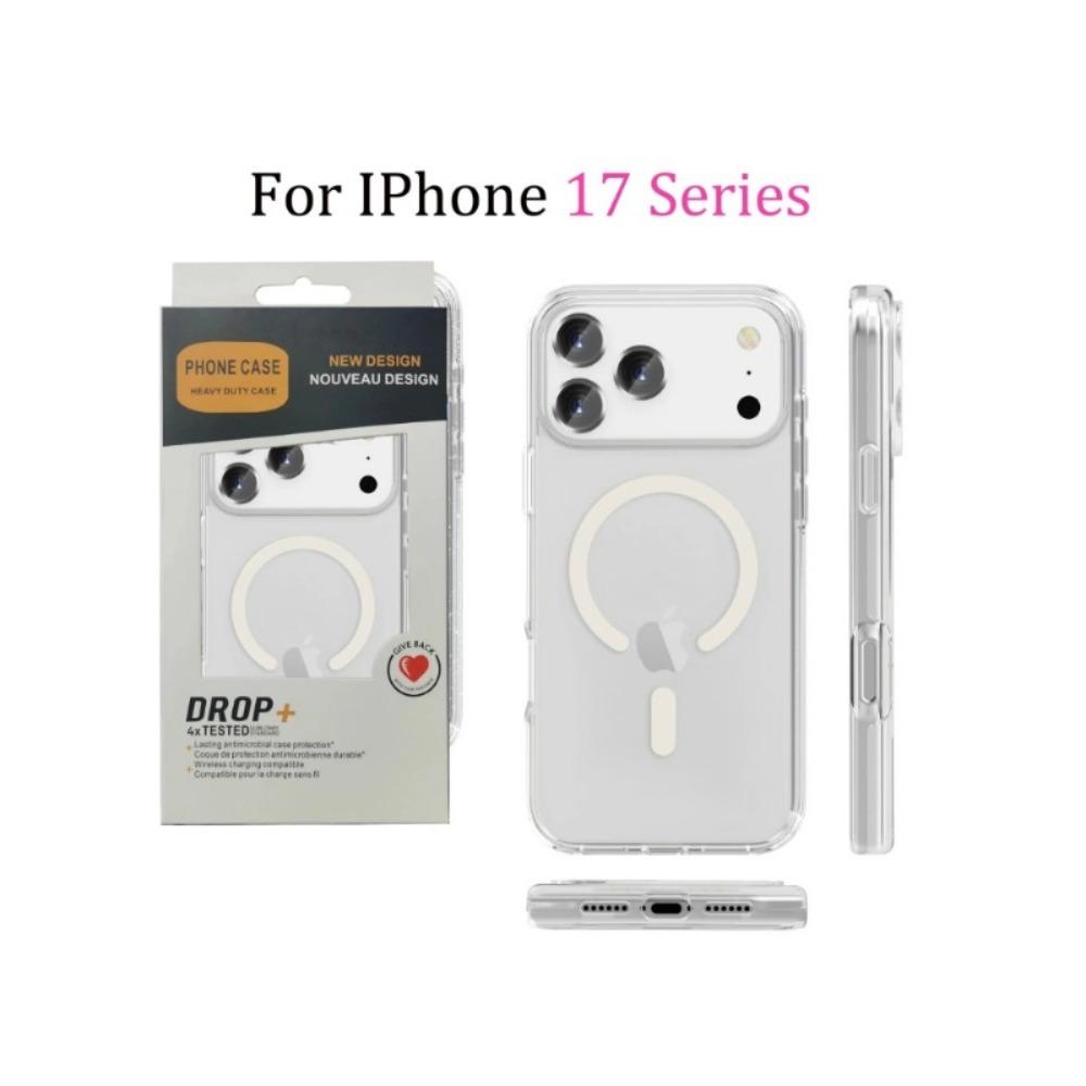 Glitter Transparent Armor for Magsafe Case for IPhone 17 Pro Max Air 16 Plus 15 14 13 Wireless Charging Ott Box Shockproof Cover