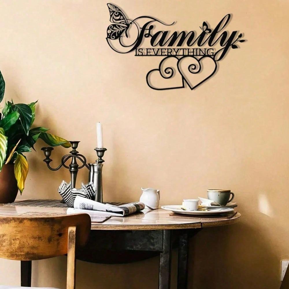 Metal Family Wall Decor Sign Home Sweet Quote Elegant Living Room Bedroom Hanging Art