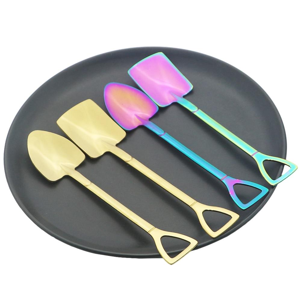 Černá kreativní čajová lžička dezertní lžička sada příborů lopatka z nerezové oceli lžíce zmrzlina večírek lžíce na míchání s dárkovou krabičkou