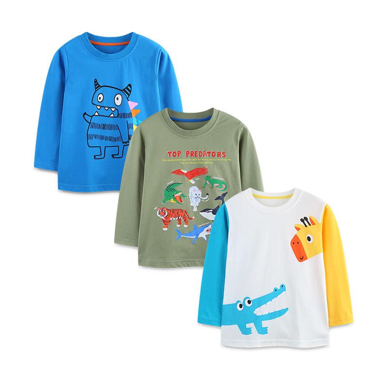 AostaBetty Boys Cartoon Print Long-Sleeved T-shirt - European/American Style Round Neck Top 110cm (4 Years)