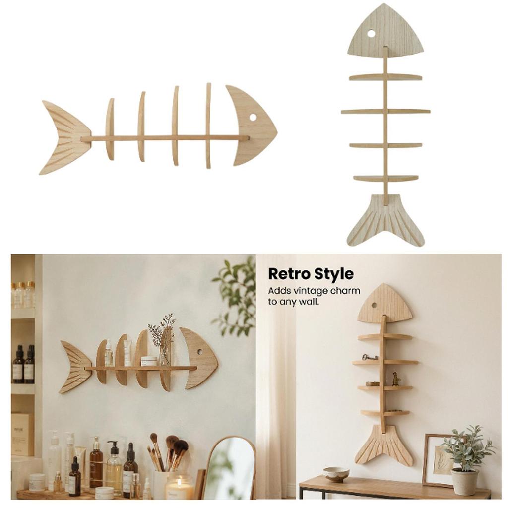 Fish Shape Wall Shelf Decoration Organizer Practical Unique Rack Display for Bedroom