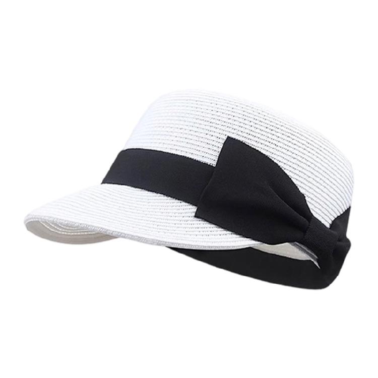 Beach Bowknot Sun Hat For Women Wide Brims Foldable Woven Straw Hat Adjustable Breathable Panama Hat for Outdoor Activity белый