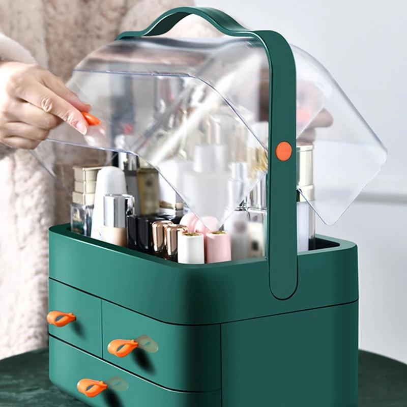 Cosmetics Storage Box Dust-Proof Desktop Makeup Organizer With Drawer For Skin Care Products Household Storage Box Shelf