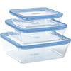 Lot de 3 Boîtes de conservation avec couvercle - - Zero Plastic - Verre - Rectangulaire - 0.8/1,5/2,6 L