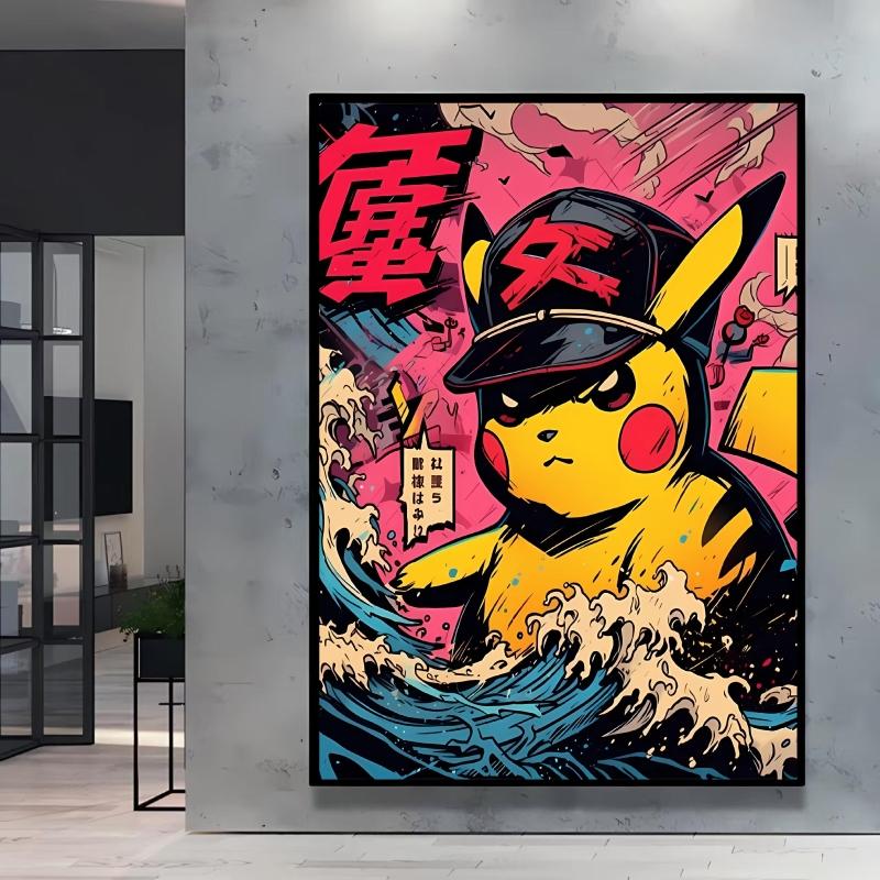 Canvas Poster Pokemon Pikachu Cartoon Picture Lasting Colors Children Gifts Classic Home Living Room Walls Decorative Painting