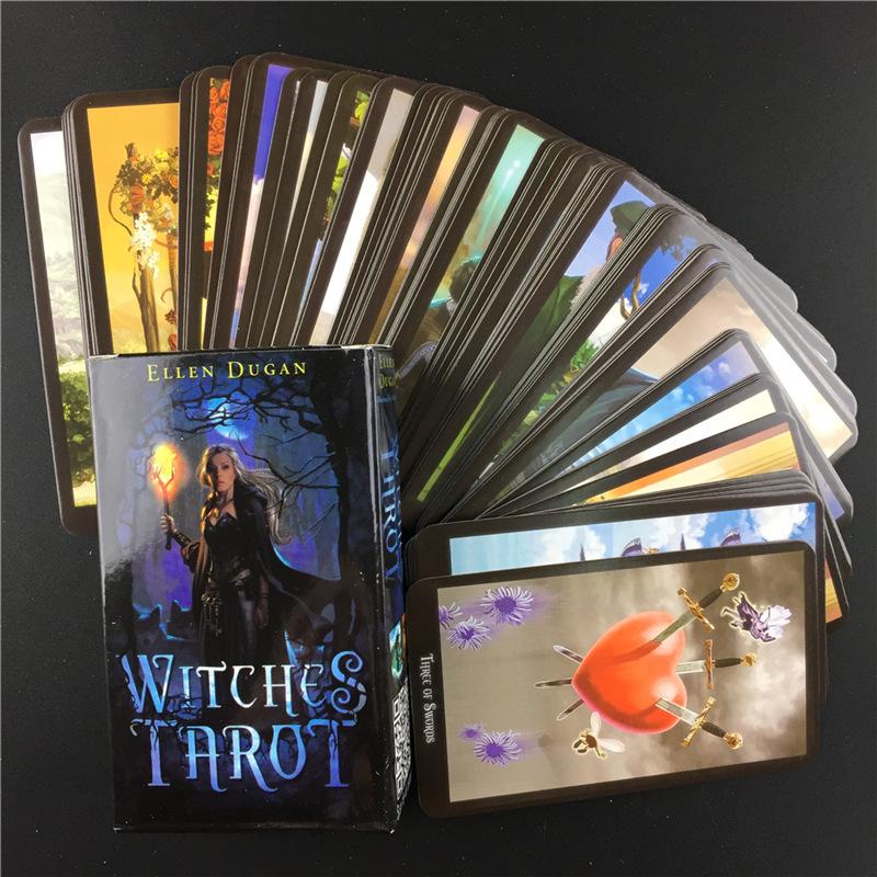 Witches Tarot Deck Oracles Cards Mysterious Divination English Tarot Cards for Women Girls Cards Game Board Game PDF Guidebook