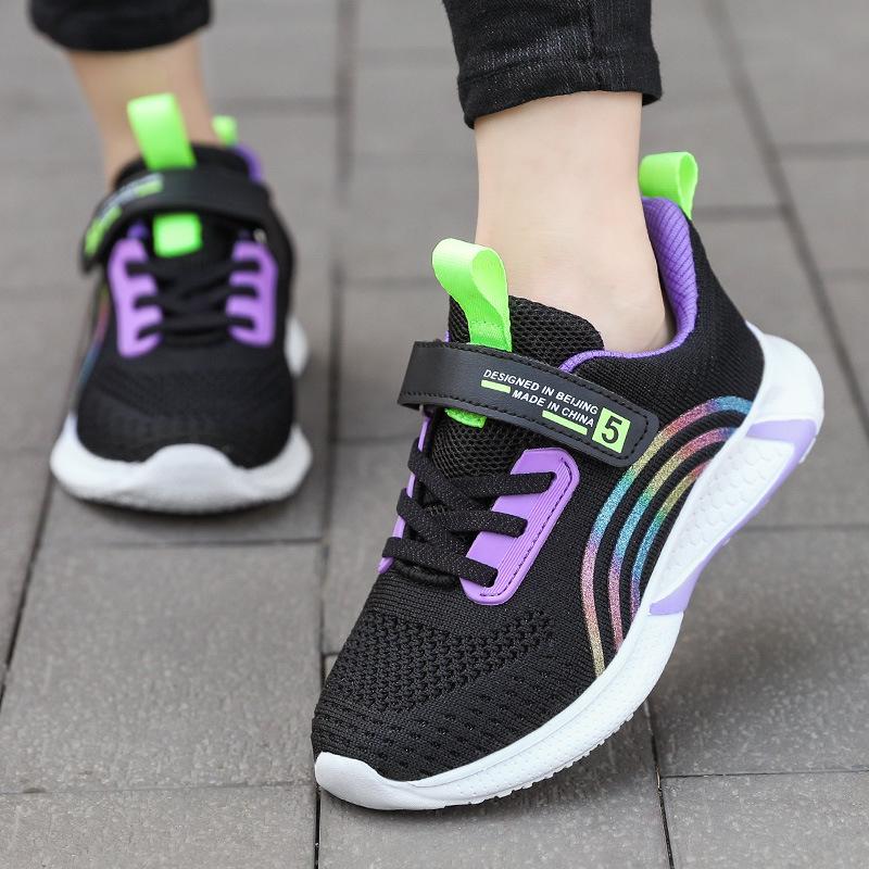 Girls' Breathable Non-slip Mesh Running Shoes for Ages 6-12 - Lightweight Sports Footwear for Spring & Autumn
