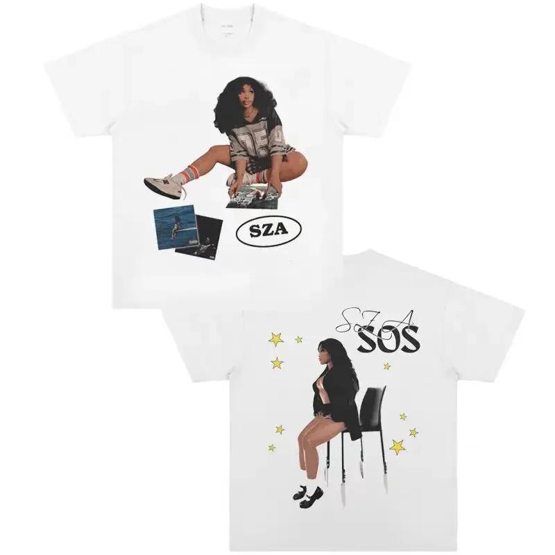 SZA SOS Album Graphic Print T Shirt Vintage Punk Hip Hop Harajuku T Shirt Fashion Casual High Quality T Shirt Women Men's Tops
