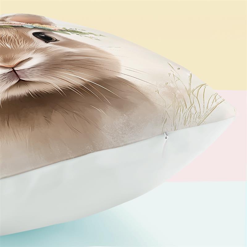 1 Pc Rabbit Pattern Easter Day Pillowcase Home Office Sofa Cushion Cover Living Room Decor Pillow Cover Happy Easter Decor