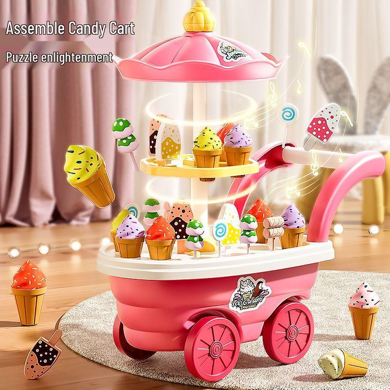 Musikalische Eiswagen-Spielset für Kinder: Rollenspiel Süßigkeiten- und Eiscreme-Maschine