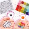 Diy Bead Set 10800 3Mm Glass Beads And 1200 Letter Beads Bracelet Jewelry Necklace