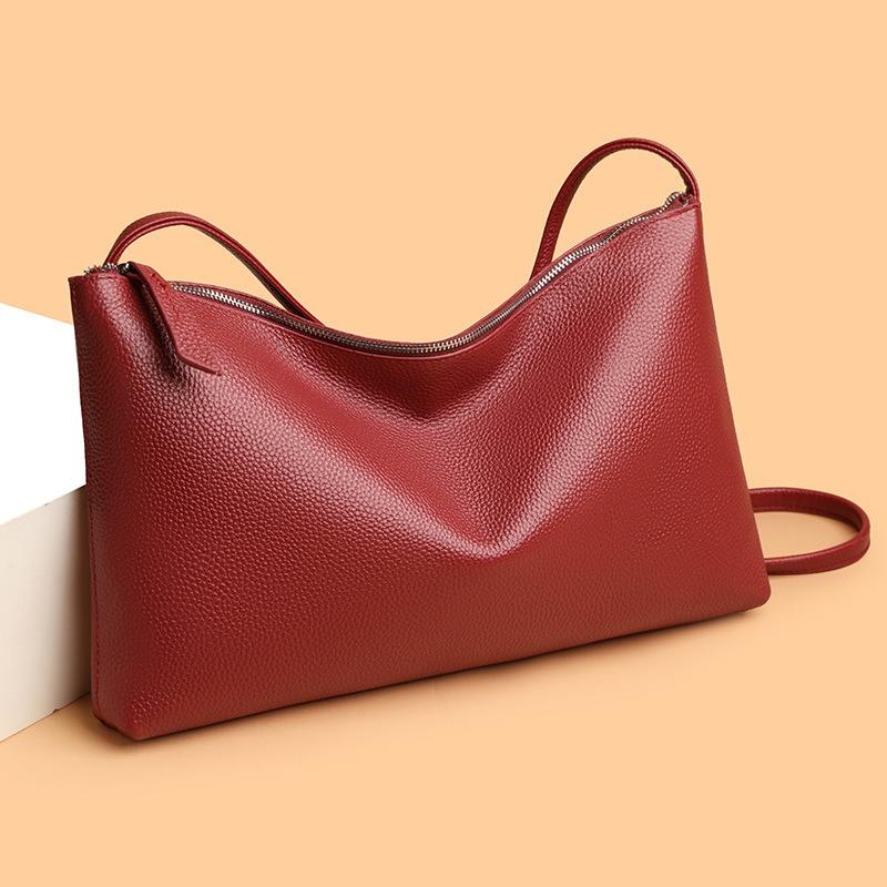 Die erste Schicht Rindsleder Mode Umhängetasche Tasche Damen einfarbig schlichte Textur Schultertasche trendig mit beliebter kleiner quadratischer Tasche