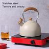 Whistling Kettle Stainless Steel Tea Kettle 2.5L Whistling Tea Pot Ergonomic Handle Teapot Beige