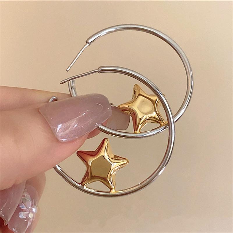 Zinc Alloy Minimalist Earrings Gold Star Pendant Women's Fashion Elegant Party Accessories