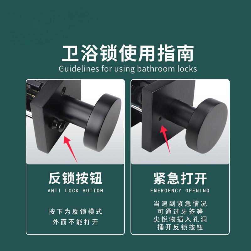 Fechadura de Banheiro Doméstica Interna Botão Oculto Trinco Dupla Face Fechadura de Porta Quarto Liga de Zinco Sólido Dourado Maçaneta Dupla Face