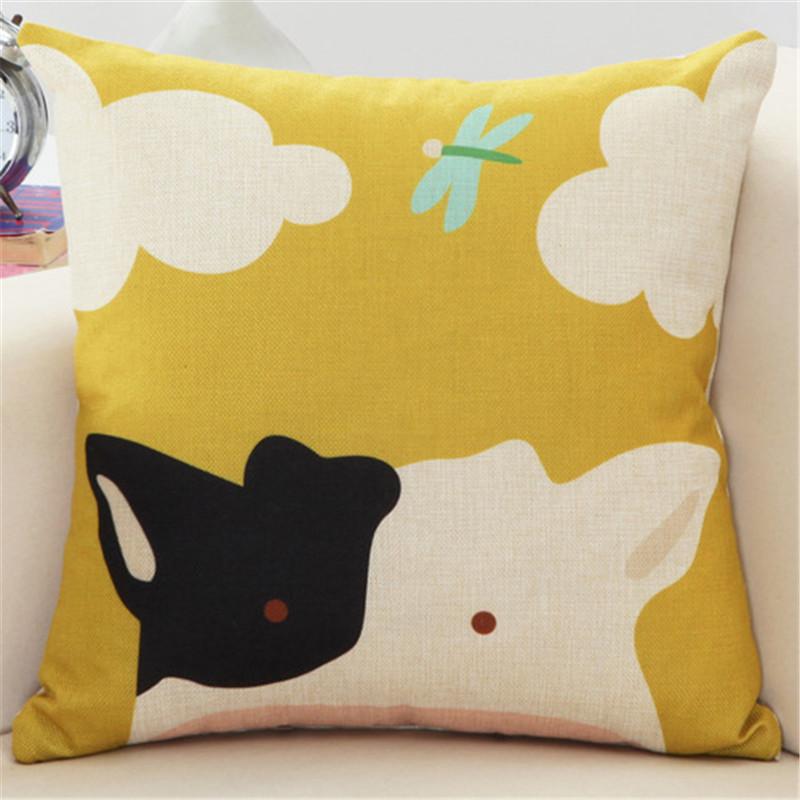 45x45cm Cute Cartoon Throw Pillowcase Home Linen Animal Printed Cushion Cover Car Sofa Pillow Cover Children Room Decorative