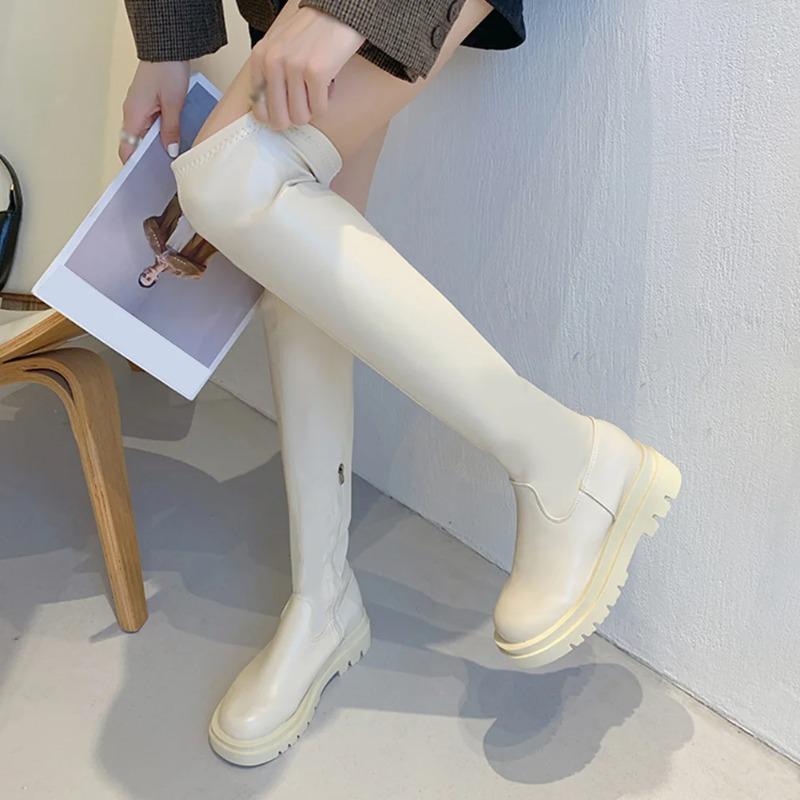 Design Skidproof Sole Cosy Chunky Heels Fashion Stylish Leisure Cool Winter Over The Knee High Boots Shoes Women