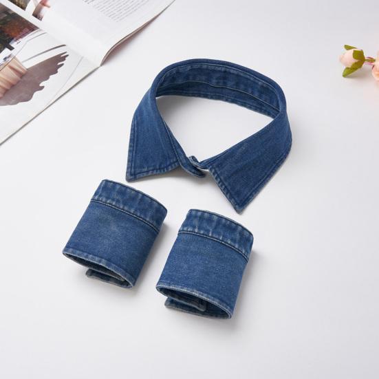 Fake Collar Detachable Denim Collar Wrist Cuffs Set Women Lightweight Dress Shirt Fake Collar Clothing Accessory