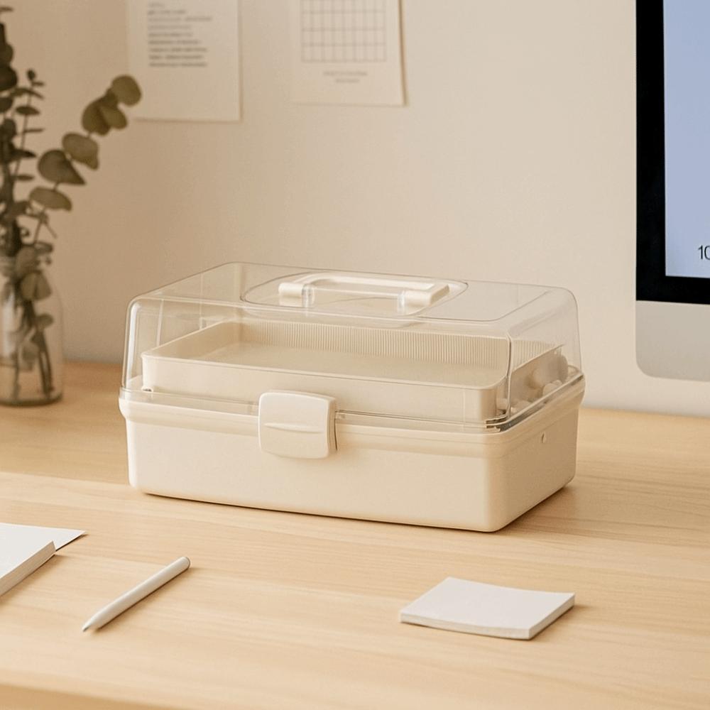 Portable 3 Layer Storage Box Clear Tackle Box Fishing Gear Art Craft Organizer  Bead Storage