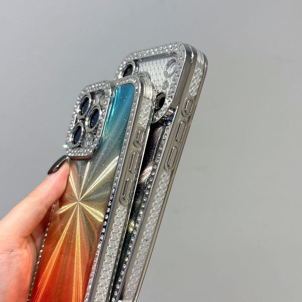 Electroplated Diamond Aurora Gradient Case for iPhone 14/15/16/17 Pro Max