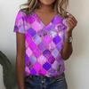 Summer Women's 3D Printed V-Neck T-Shirt Fashion Versatile Trend Breathable Casual