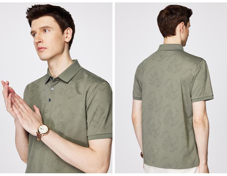 Business Elastic Short Sleeved Polo Shirt with 120 High Count Double-sided Weaving of Mulberry Silk for Men