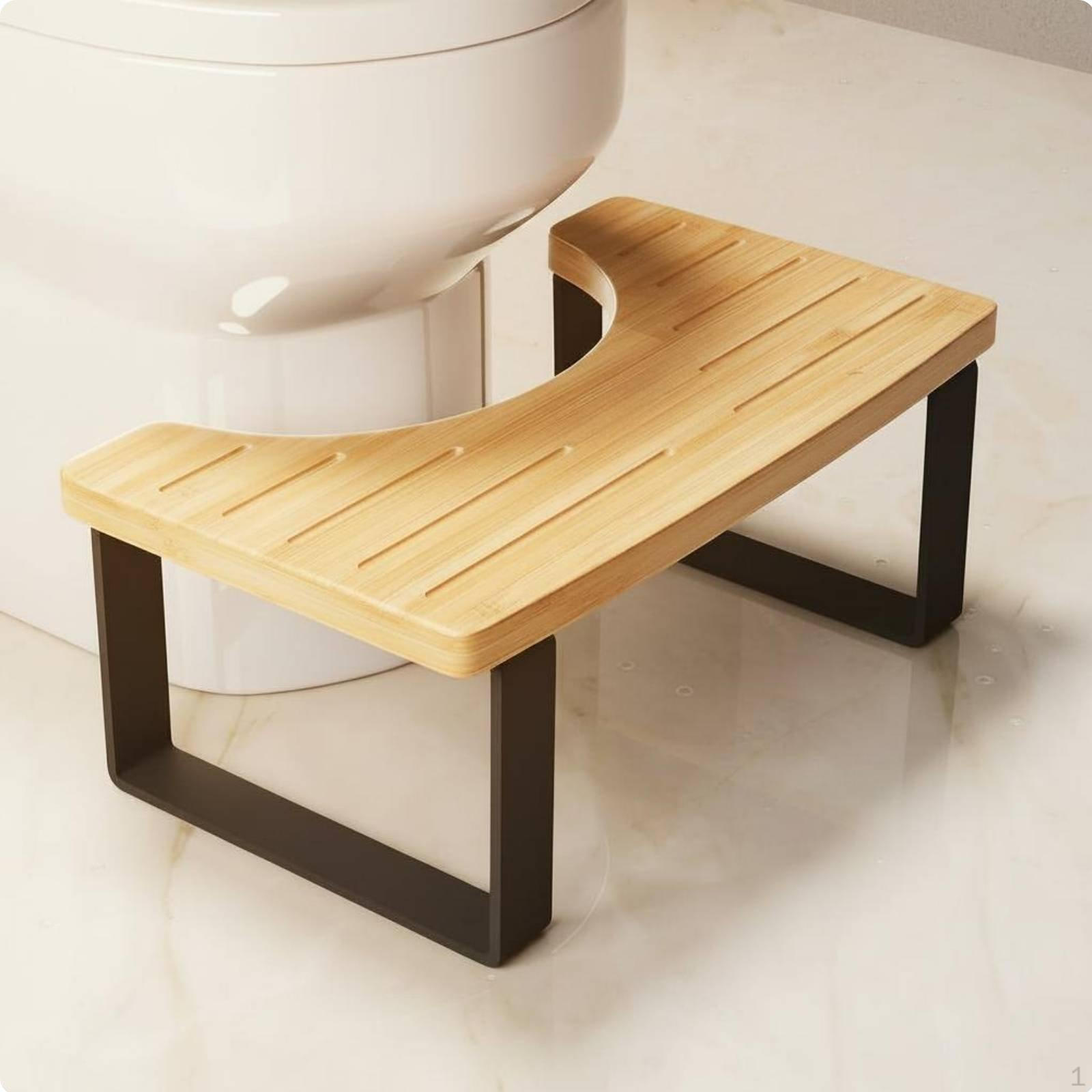 Bamboo Toilet Stool AntiSlip Footrest Versatile