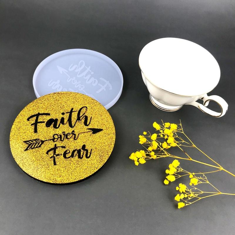 Resin Coaster Molds Round Storage Tray Mould Silicone Agate Coaster Molds Creative Faith Molds for Making DIY Craft