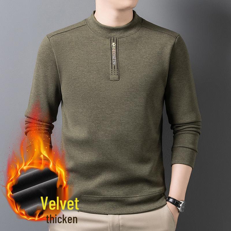 Herren Warmer Fleece-Pullover mit halbem Stehkragen und Plus-Samt - Verdickte Innenschicht für Herbst/Winter 2025