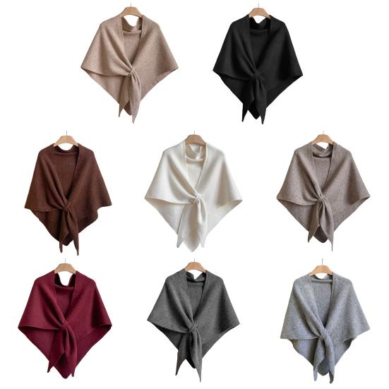 Women Knitted Shawl Wrap Scarf Solid Color Comfortable Cardigan Cape Imitation Cashmere Shoulder Tops Sweater