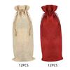 12x Burlap Bottle Bag Carrying Bag Bottle Gift Bag for Holiday Wedding Party