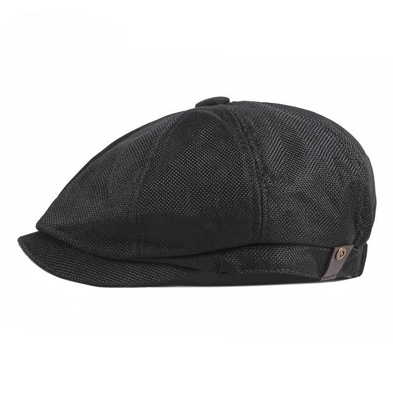 Men Retro Newsboy Hat Summer Breathable Faux Linen Flat Cap British Style Octagonal Baker Boy Cap Vintage Gatsby Ivy Hat for Men Women