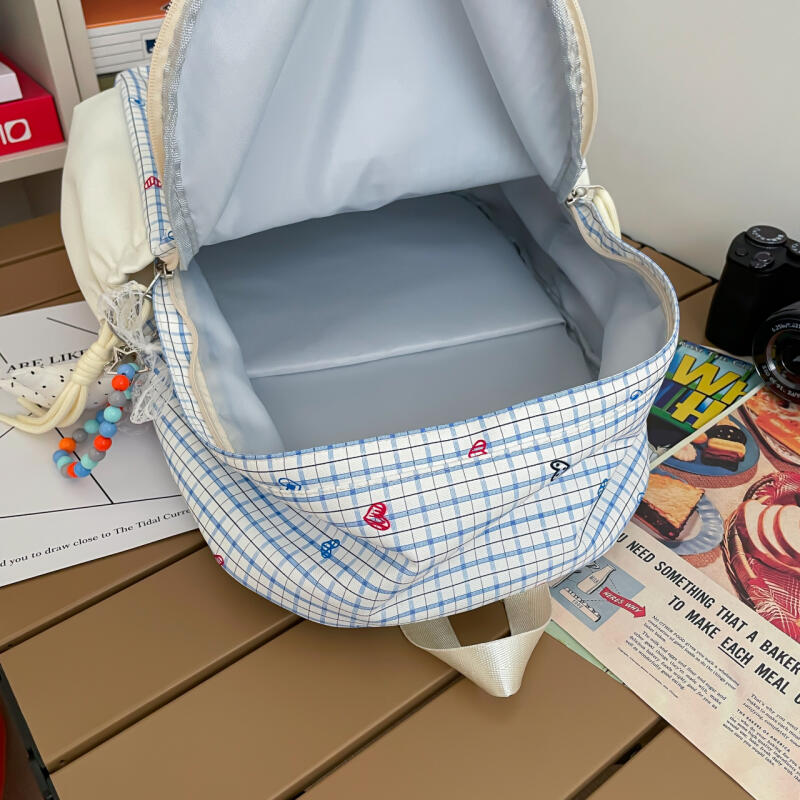 Karrierten Rucksack Große Kapazität Schülertasche Schultasche Damenrucksack