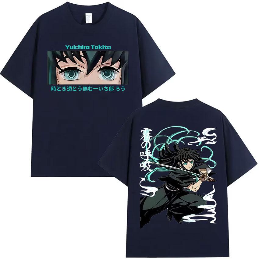 Anime Muichiro Tokito Graphic T Shirt Mens Women Clothing Summer O-Neck T-Shirt Y2K Vintage Oversized Cotton T Shirts Streetwear