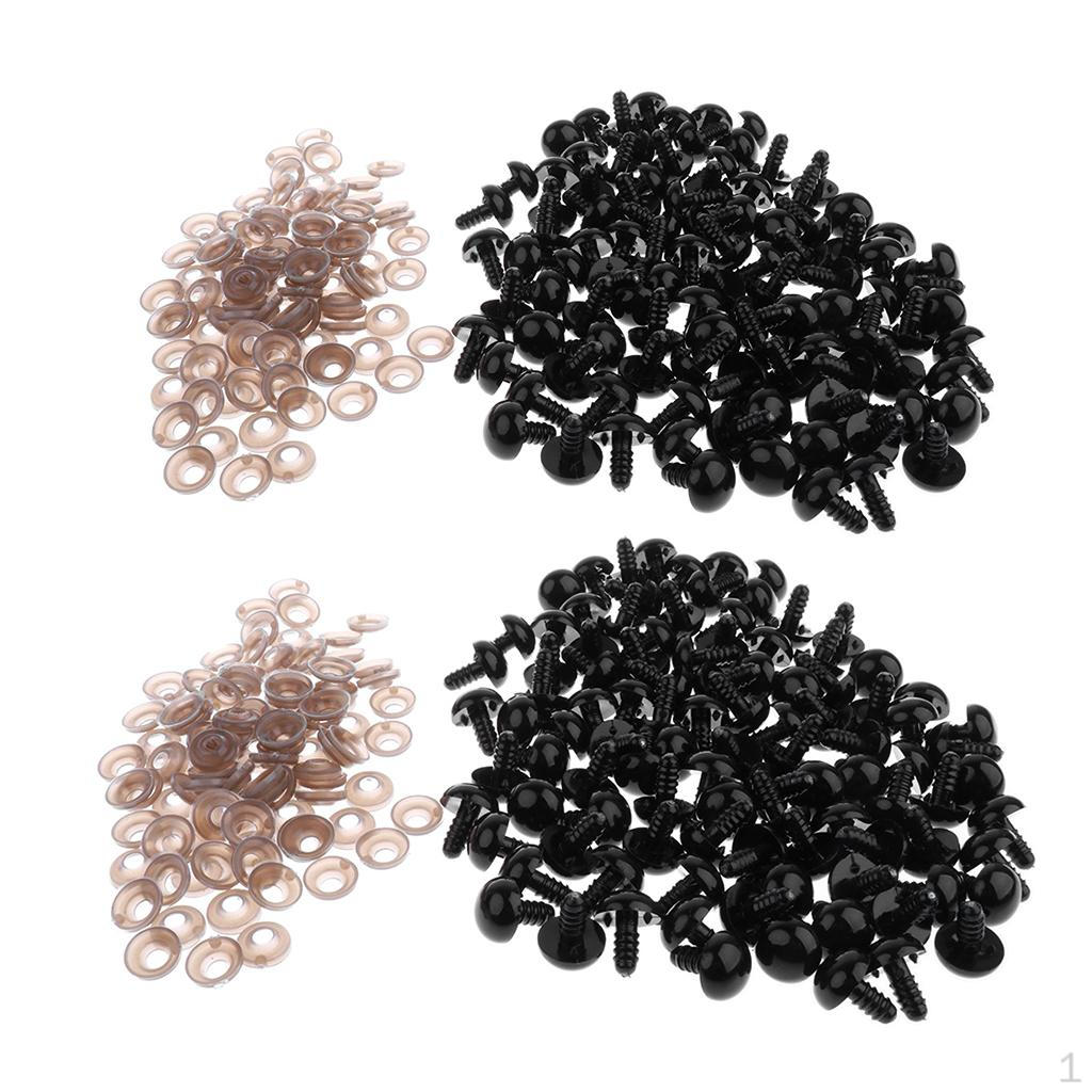 

200pcs Black Plastic Safety Teddy Bear Doll Puppet DIY Making Craft - 12mm 15mm